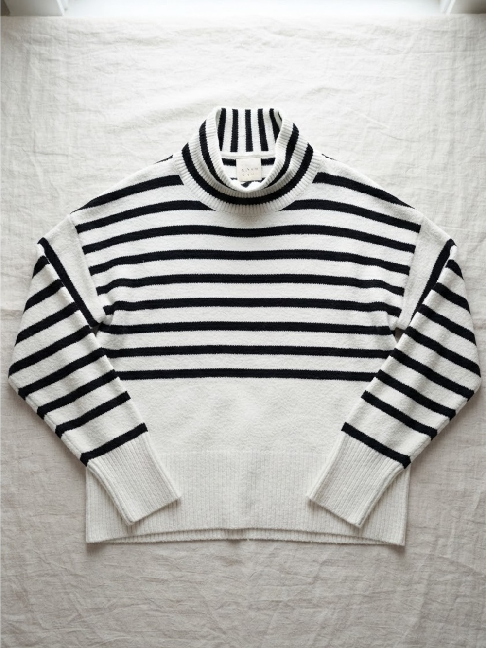 a new day Black and White Striped Cowl Neck Sweater size XL